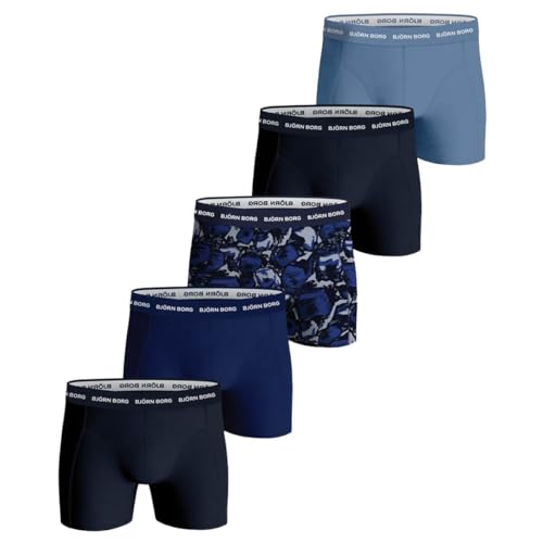 Bjorn Borg Men's Soft Cotton Comfort Stretch Mid Rise 5 Pack Boxer Briefs