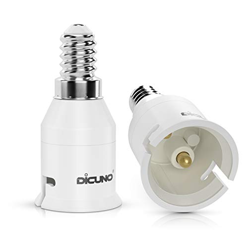 DiCUNO E14 vers B22 Adaptateur de douille de 2 pièces Adaptateur de Convertisseur de douille base de lampe de haute qualité pour ampoules LED et ampoules à incandescence et ampoules fluocompactes Cover
