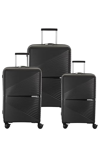 Image of American Tourister (55+67+77 CM Lightweight Trolley Set with TSA Lock & 8 Wheels Hard-Sided PP Suitcase (Black)