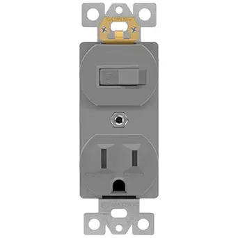 ENERLITES Combination Single Pole Toggle Switch 15A/120VAC and Tamper-Resistant Receptacle 15A/125VAC, Residential Grade, UL Listed, 62150-TR-GY, Gray