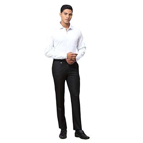 Image of Park Avenue Men's Poly Wool Blend Structure Pattern Super Slim Fit Flat Front Formal Trouser