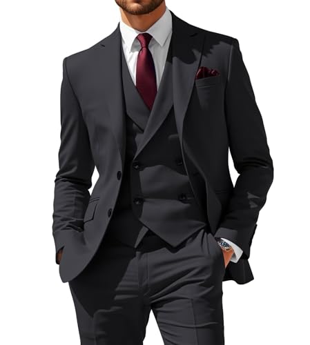 3 Piece Suit Men Slim Fit Double Breasted Suit for Formal Business Wedding Tuxedo Party