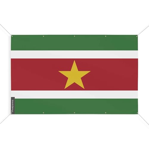 Drapeau Suriname 120 x 180 cm solide pour mât et fixation murale sans déchirure