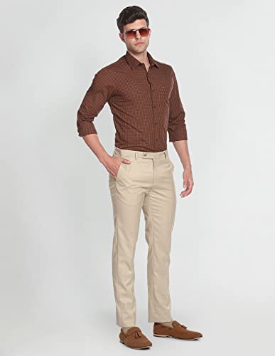 Image of Arrow Micro Check Slim Fit Cotton Formal Shirts for Men - Full Sleeve Shirt for Man