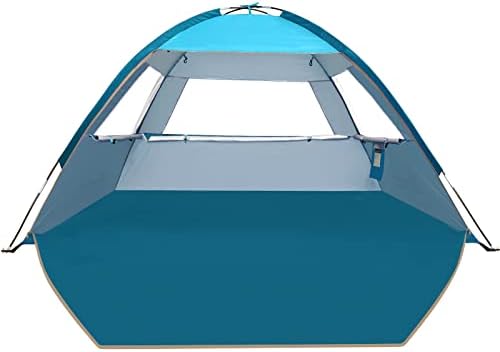 COMMOUDS Beach Tent Sun Shade for 3-4 Person, UPF 50+ Beach Sun Shelter Outdoor Canopy, Lightweight, Easy Set Up and Carry