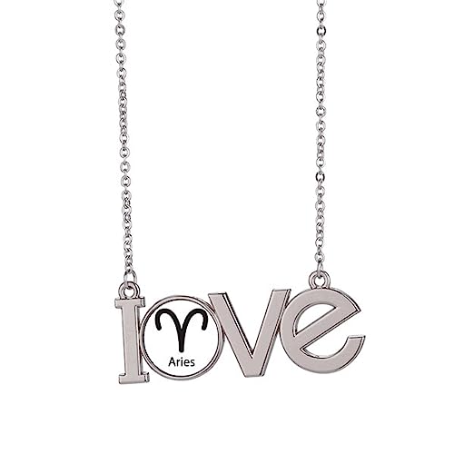 Collar colgante de Aries con patrón de amor y constelación de marzo abril joyería