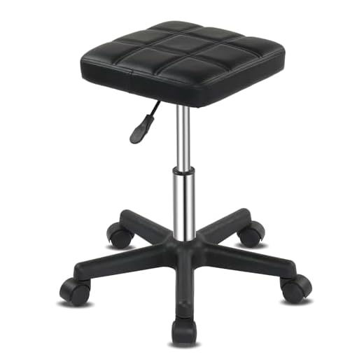 TactFire Tabouret de Bureau carré en polyuréthane, Tabouret à roulettes, Rotation à 360°, Hauteur réglable 45-61 cm, pour Salon de Massage, Bureau et Clinique