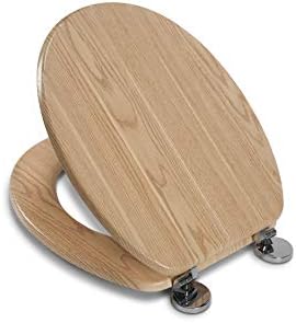Croydex WL602176H Flexi-Fix Geneva Always Fits Never Slips Anti Bacterial Toilet Seat, Wood, Light Oak Effect Tongue & Groove, 48.5 x 47 x 6.5 cm