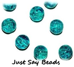 80pcs x 8mm Teal Round Crackle Glass Beads - Jewellery Making (Ref:13A54)