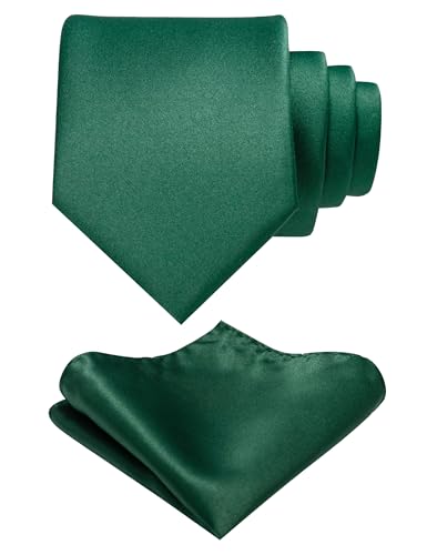 Image of RBOCOTT Solid Color Tie and Pocket Square Hankerchief with Lapel Pin Set for Men