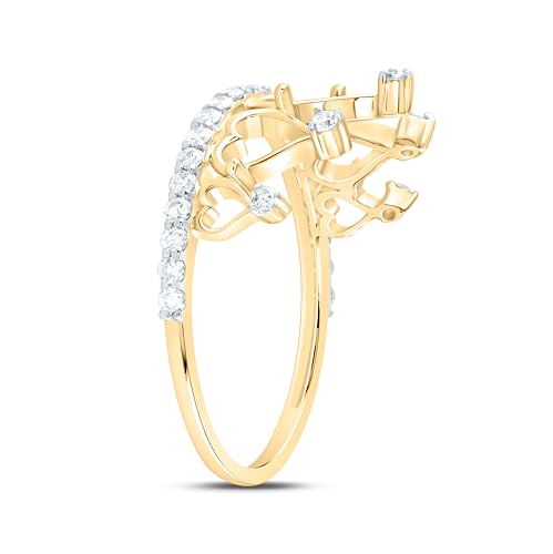Jewels By Lux 14Kt Yellow or White Gold 1/3 Ctw Natural Diamond Fashion Crown Ring, Womens Size: 5-93