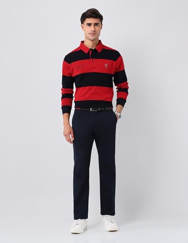 Image of U.S.Polo Association Men's Horizontal Striped Regular Fit Polo Shirt (USTSH3208 Red M)