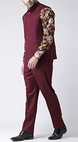 Image of hangup Men's Synthetic Notch Lapel Suit (2BasketTR Wine 40