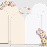 Double Color Arch Backdrop Cover Set of 3 - 6ft/6.6ft/7.2ft Wedding Spandex Fitted Covers for Round Top Arch - Baby Party Birthday Banquet Shower (White+Cream)