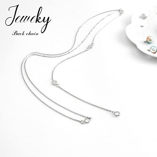 JEWEKY Long Back Neclace for Backless Dress Silver Back Chain Neclaces for Women3