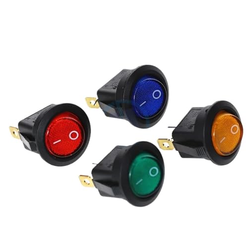 Interruptor LED redondo SPST con iluminación amarilla para control fácil en tablero 3