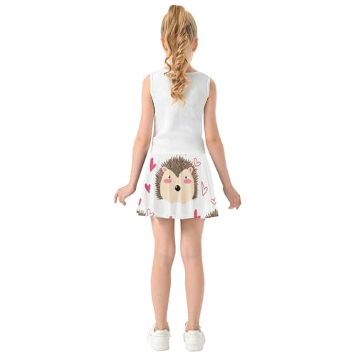 Joisal Girls' Shorts Athletic Skorts Toddler Tennis Skirts Flowy Teen Skirt Cute Hedgehogs Pink Hearts 3t4