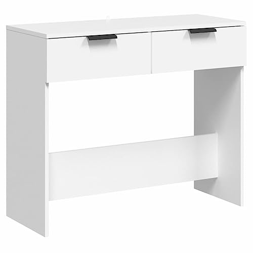 vidaXL Table Console Meuble de Couloir avec Rangement Table sous Miroir Entrée Salon Salle de Séjour Blanc 90x36x75 cm Bois d'Ingénierie