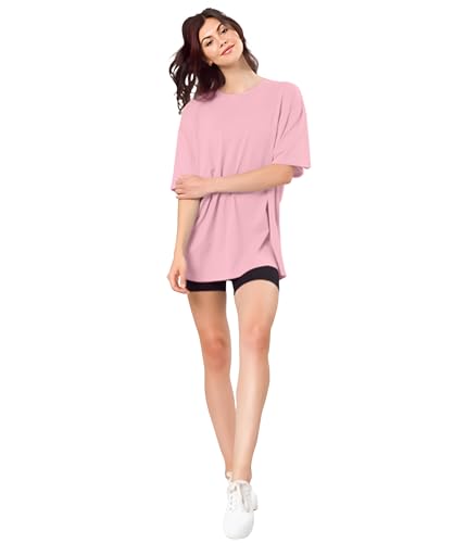 Image of SHODOX Women's Cotton Blend Oversized Drop Shoulder Solid T-Shirt(Pack of 1)