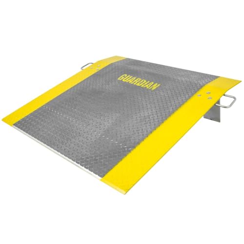 guardian aluminum dock plate with carrying handles for pallet jacks hand carts material handling 4834 x 4834 2600 lb capacity