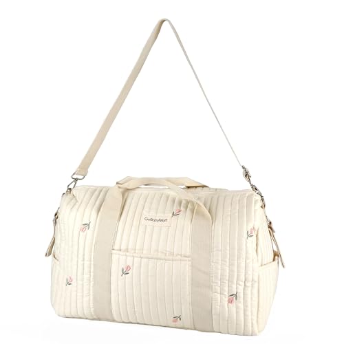 Image of GOBABYMART Diaper Bag, Large Capacity Tote - Tulips, Unisex-Babies, Multi-Carry Convenience, Ample Storage, Durable, Easy to Clean