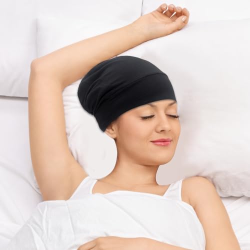 Touca de cabelo para dormir, gorro forrado de cetim respirável despojado com alça ajustável, touca d