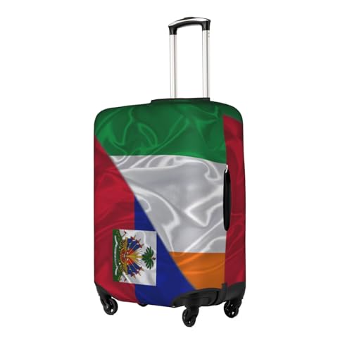 Ireland Irish Irishman And Haiti Haitian Triangle Flag Travel Luggage Cover Washable Suitcase Case Suitcase Protector Fit Luggage Cover X-Large2