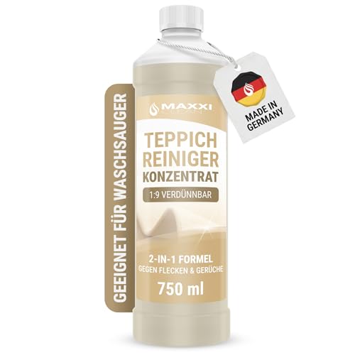 Maxxi Clean - Limpiador concentrado para alfombras y tapicería | Limpiador eficaz de alfombras (0,75 l) | Apto para todo tipo de limpiadores de alfombras y aspiradoras de líquidos