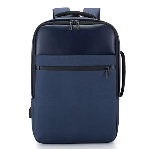 Mochila executiva masculina de couro PU 1963BLH (15,6 polegadas) (Azul)