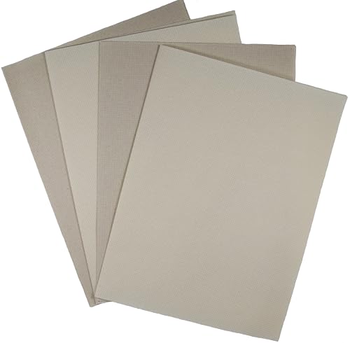 Image of KCS 4 /6 pc of 12 inch x 18 inch(30cmx45cm) 18CT Counted Cotton Aida Cloth Cross Stitch Fabric (4 pc,Cream+Oatmeal)