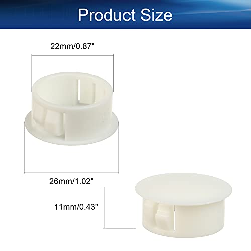 Image of Heyiarbeit 50pcs Hole Plugs 7 /8 inch / 22mm Nylon Plastic Round Snap in Type Locking Hole Tube Furniture Fencing Post Pipe Insert End Caps White Tone