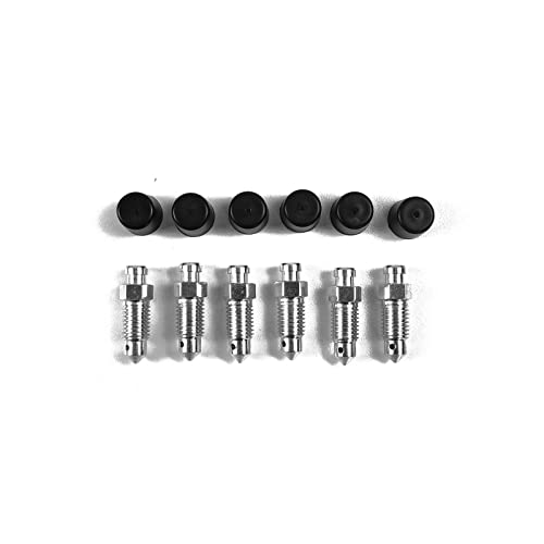 Kam Hoi 6 Pcs Brake Bleeder Screws With D24-1.3Ust Cover,Wheel Cylinder Bleeder Valve,Caliper Bleeder Screw With Rubber Cap 3/8-24 X 1.3 Inch Length, Bleeding Screws Bleed Kit #TOP14