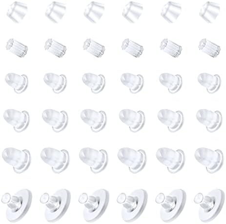 600 Pairs Ear Studs Backing Hypoallergenic Clear Silicone Earring Backs Safety Backs Stopper Kit(6 Styles)