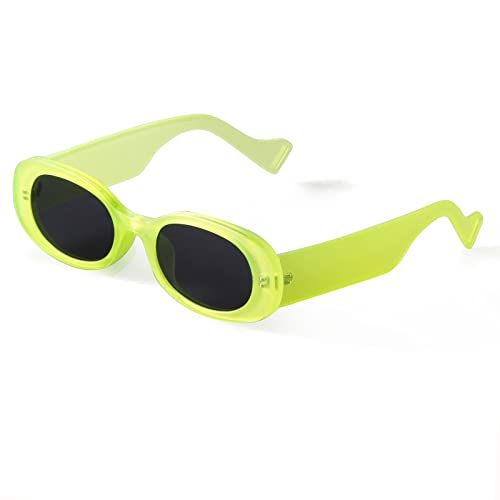 ADE WU Oval Chunky Sunglasses for Women Men 90s Aesthetic Fashion Thick Oval Frame Sun Glasses