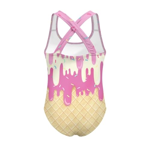 Image of Girls One Piece Swimsuits Summer Quick Dry Crewneck Beach Bathing Suit Cross Shoulder Strap Swimwear 5-14 Years