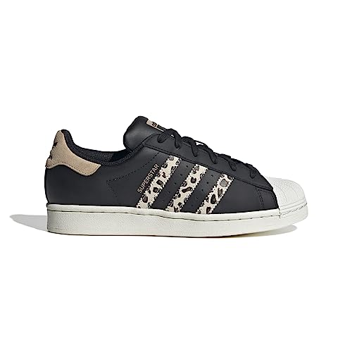 adidas Women's Superstar Sneaker, Black/Off White/Magic Beige, 10 Narrow