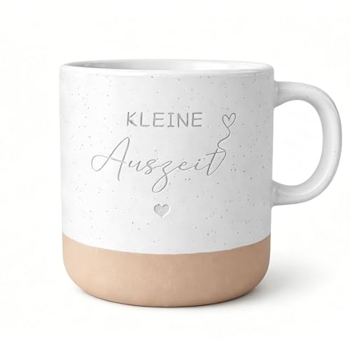 Geburtstagsgeschenk für Frauen - Entspannung Geschenk für Frauen Keramik Tasse Kleine Auszeit Tasse 400ml – Modernes Design Kaffeebecher für Büro Homeoffice Sofa & Wellness Momente
