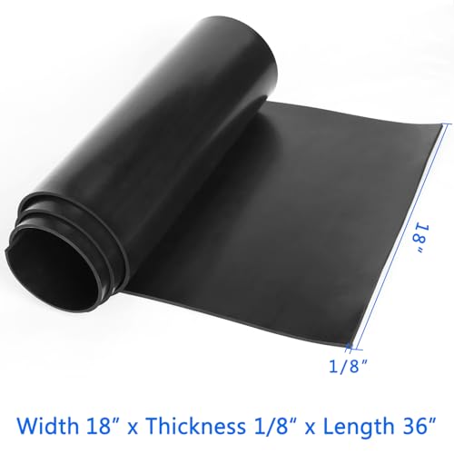 Image of WochiTV Solid Rubber Strips Rolls, 18 inch Wide x 1 /8 inch Thick x 36 inch Long Neoprene Rubber Sheets Perfect for DIY Gasket Material, Sealing, Liner, Shield, Padding, Mat