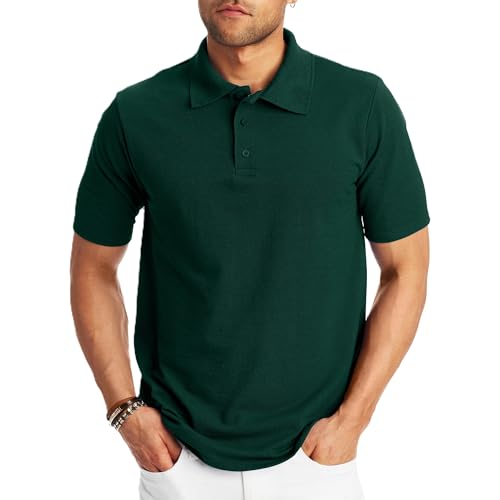 Image of Hanes Men's X-Temp Short Sleeve Polo Shirt, Midweight Men's Shirt