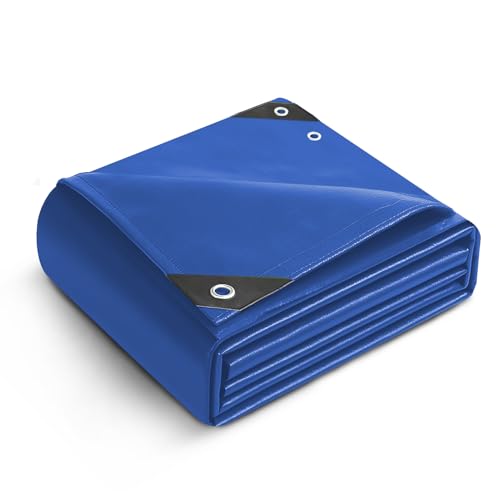 Keplin 2x3m Waterproof Tarpaulin Cover Sheet 70gsm - Heavy Duty, Mould-Resistant, Easy to Wash - PE Material, Reinforced Edges with Metal Eyelets - Ideal for Indoor and Outdoor Protection- Blue