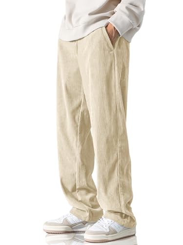 Mens Corduroy Casual Pants Joggers Cargo Pants Drawstring Elastic Waist Baggy Sweatpants with Pockets - Main Image