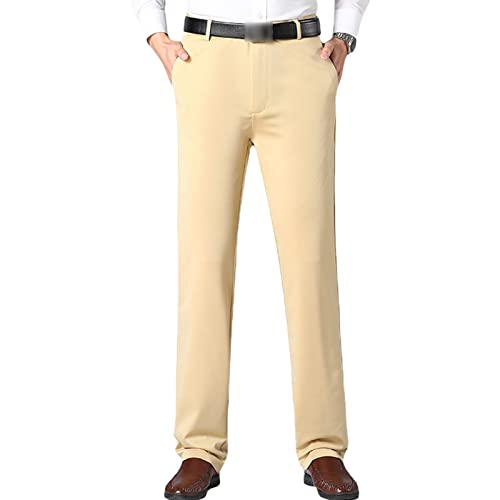 JEShifangjiusu Men's 4-Way Stretch Cotton Suit Pants Flex Flat Front Straight Fit Pant Chino Pant Premium Comfort Dress Pant
