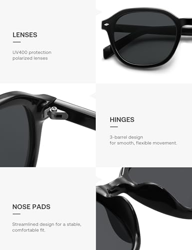 SOJOS Trendy Square Polarized Sunglasses for Women Men, Retro Vintage UV Protection Womens Mens Sun Glasses SJ26244