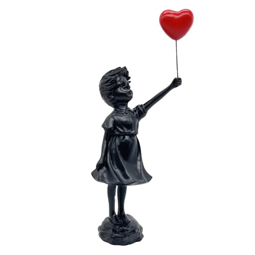 Opiniones de Esculturas - los más vendidos. 42 Newmyth - Figura de escultura de resina para niña con globo para decoración del hogar, estatua de Banksy con globo de corazón rojo, escultura de arte moderno para decoración de...