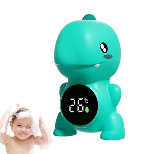 Termómetro de baño – 12 x 7 cm medidor digital de agua de dinosaurio | Monitor de temperatura flotante para bañera | Sensor de seguridad tricolor | Dispositivo de cuidado infantil ABS impermeable |