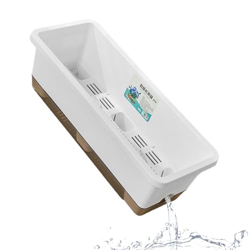 Genérico Jardineras de Riego Automático,Contenedor para Plantar Flores,Maceta Rectangular con Base, Agujero De Drenaje Y Cuerda Absorbente - para Jardín, Salón, Dormitorio, Interior, Balcón,