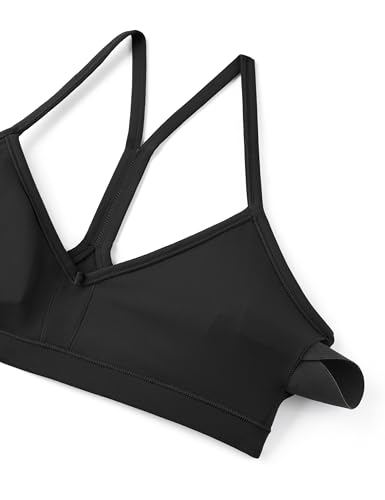 CRZ YOGA Butterluxe Womens Ruched V Neck Sports Bra - Y Back Spaghetti Thin Strap Wireless Padded Bra Yoga Crop Top - Image 5