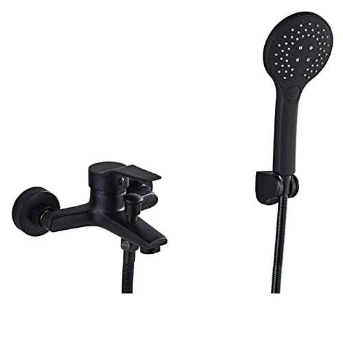 Robinet de douche de salle de bain mural avec mitigeur de bain noir