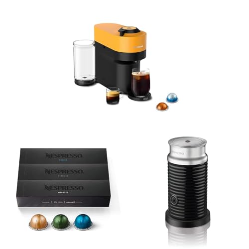 Nespresso Vertuo Pop+ Coffee and Espresso Machine by De'Longhi, Mango Yellow with Milk Frother Capsules, Vertuo Line