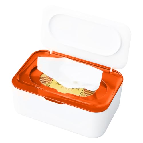 LiangYuanZen 3 types de couleurs, 19 × 13 × 7,5 cm, boîte de rangement pratique LiangYuanZen pour cuisine, salle de bain et bureau, boîte à lingettes humides et papier hygiénique (orange)